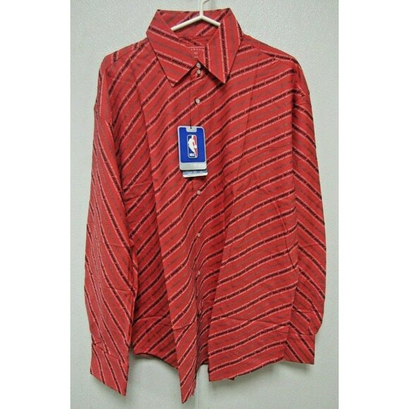 NBA Houston Rockets Red Button Up Dress Shirt Long Sleeve by Headmaster size XL - Picture 1 of 4